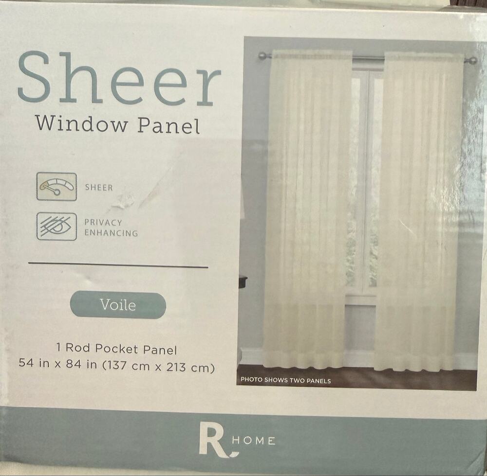 R Home Sheer Window Panel (Voile, 1 Rod Pocket Panel, measuring 54 in x 84 in)